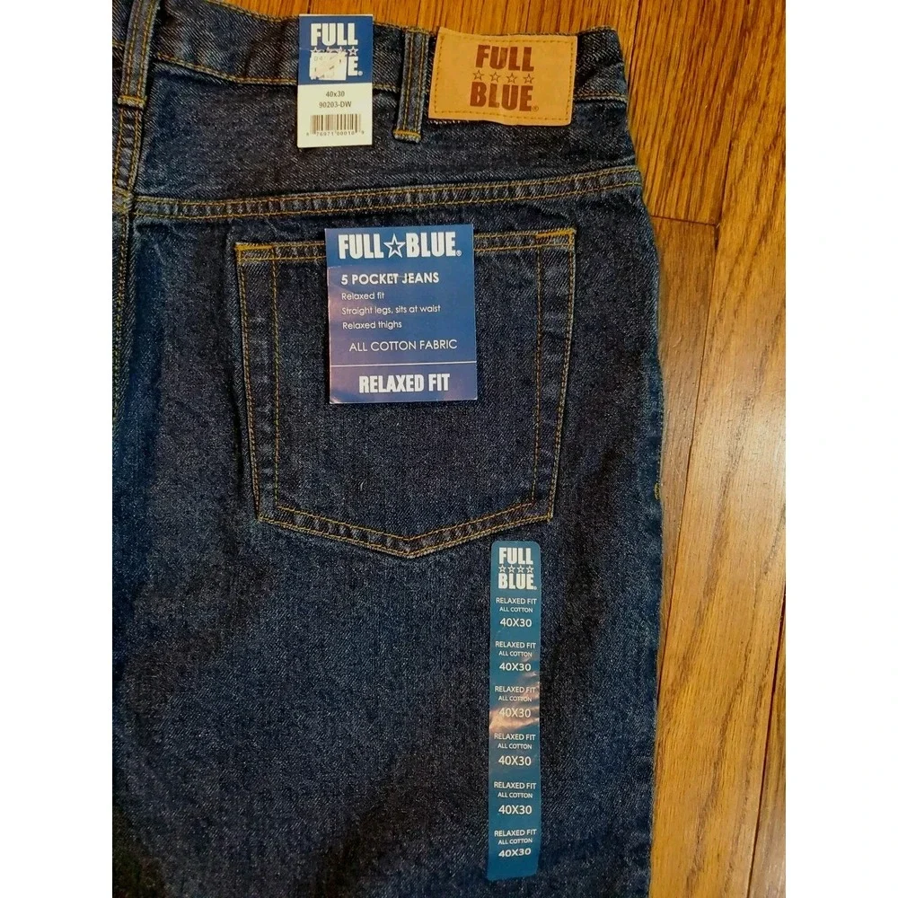 NEW NWT‎ Full Blue Mens Big & Tall 5-Pocket Relaxed Fit Jean Size 40 X 30